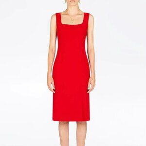 Dolce and Gabbana Red Sheath square neck fitted Dress Size 40 NWT Authentic